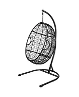 Sugift Hanging Cushioned Hammock Chair with Stand -Gray