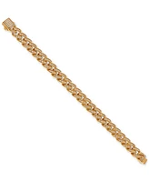 Blackjack Men's Miami Cuban Link Cubic Zirconia Bracelet Gold-Tone Ion-Plated Stainless Steel