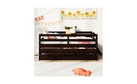 Slickblue Low Loft Twin Bed with Full Safety Fence Secure and Stylish Space-Saving Solution