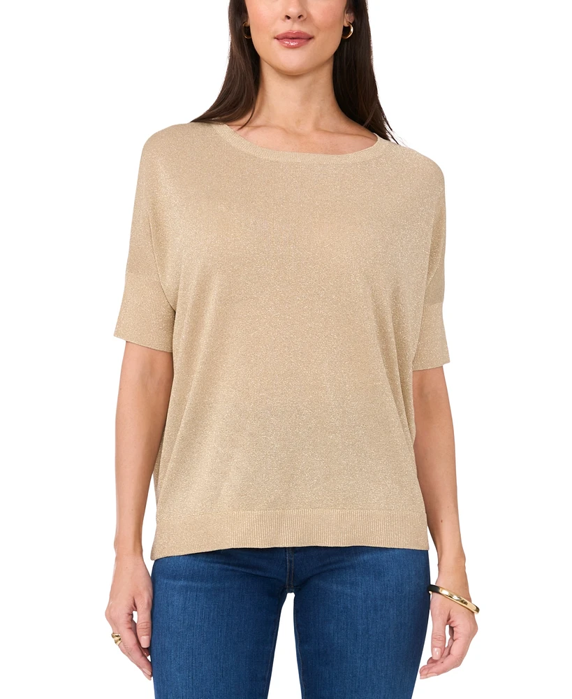 Vince Camuto Women's Metallic Crewneck 3/4-Sleeve Sweater