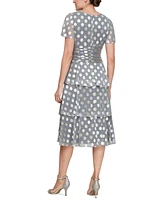 Sl Fashions Metallic Dotted Ruched-Waist Dress