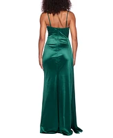 B Darlin Juniors' Satin Cowlneck Gown