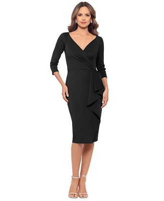 Xscape Women's Draped 3/4-Sleeve Sheath Dress