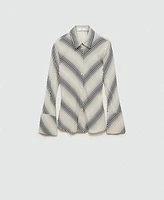 Mango Women's Flared Sleeves Striped Shirt