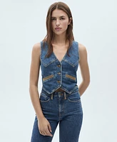 Mango Women's Contrast Details Bannack Jeans