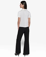 Karl Lagerfeld Paris Women's Embellished Collar Ponte-Knit Top