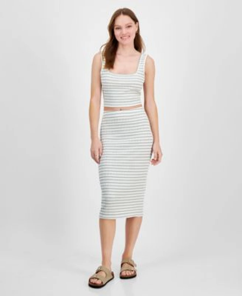 Planet Heart Juniors Textured Knit Cropped Tank Top Midi Skirt