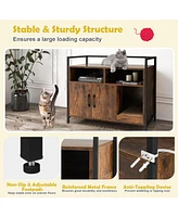 Sugift Hidden Cat Washroom with Double Doors and Scratch Cardboard-Coffee