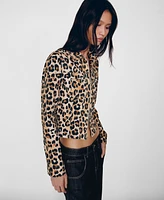 Mango Women's Double Zipper Leopard-Print Jacket