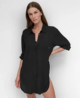 Dkny Women's Gauze Collared Button-Front Beach Shirt