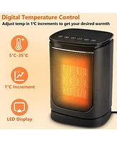 Sugift 1500W Electric Oscillation Table Space Heater ,Thermostat Portable Heater with 1-12h Timer and Remote for Office Home
