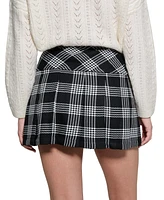 Guess Women's Reeva Pleated Side-Zip Plaid Skirt