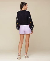 Avec Les Filles Popcorn Texture Cardigan Faux Leather Mini Skort