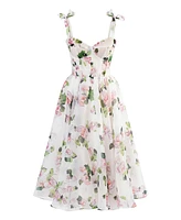 Milla Women's Tender Floral Midi Tie-Strap Dress