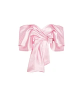 Milla Women's Pink Organza Off-Shoulder Blouse With Meringue Flounces, Xo