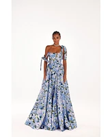 Milla Women's Blue Hydrangea Strapped Maxi Dress