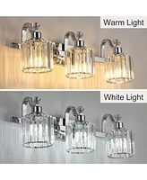 gaomon Light Crystal Vanity Lights for Bathroom,Vanity Light Fixtures Over Mirror Chrome Stainless Steel Vanity Light