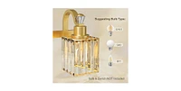 gaomon Bathroom Vanity Light Fixtures Over Mirror,5 Light Modern Crystal Wall Lighting with Square Shade