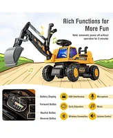 Hongge Kids Astm Certificated Powered Ride On Bulldozer with Front Digger Shovel