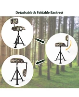 Sugift Swivel Hunting Chair Tripod Blind Stool with Detachable Backrest