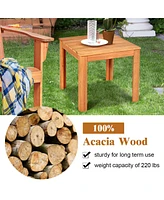 Sugift Wooden Square Patio Coffee Bistro Table