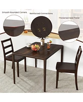 Sugift Set of 2 Wood Dining Chairs with Solid Rubber Wood Legs-Brown