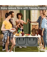 Sugift Height Adjustable Folding Camping Table-Gray