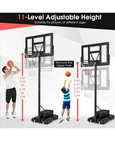 Sugift 4.25-10 Feet Adjustable Basketball Hoop System with 44 Inch Backboard-b