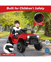 Sugift 12V Kids Ride On Truck with Remote Control and Headlights-Red