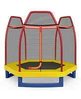 Sugift 7 Feet Kids Recreational Bounce Jumper Trampoline-Red