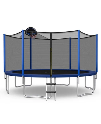 Sugift Outdoor Recreational Trampoline with Enclosure Net-16 ft