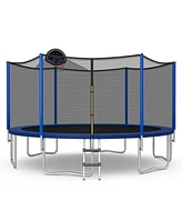 Sugift Outdoor Recreational Trampoline with Enclosure Net-16 ft