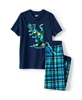 Lands' End Big Girls Short Sleeve Top and Jogger Bottom Pajama Set