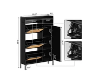 gaomon Cabinet Rattan Shoe Natural Rattan Freestanding Shoe Cabinet with 4 Open Storage Side Cabinet, Hidden Wood Shoe Rack, Rattan Shoe Storage Cabin