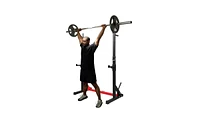 Slickblue Adjustable Multi-Function Barbell Stand and Squat Bench Press Trainer for Home Indoor Fitness