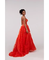 Milla Women's Tangerine Tulle Ornament Maxi Dress