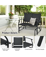 Sugift Iron Patio Rocking Chair for Outdoor Backyard and Lawn-Black