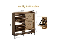 gaomon Shoe Storage Cabinet with 4 Flip Drawers, Dry and Wet Separation Organizer, Freestanding Shoe Rack with Metal Legs for Entryway, Natural