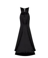 Milla Women's Black Strapless Evening Gown With Thigh Slit