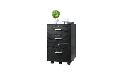 Slickblue Fch Wood Grain Filing Cabinet with Three Drawers, Made of Durable Density Board for Office Organization