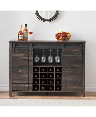 gaomon Farmhouse Coffee Bar Cabinet with Storage, 47 Wine Bar Cabinet with Sliding Barn Door