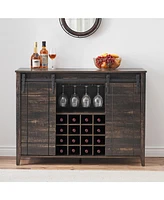 gaomon Farmhouse Coffee Bar Cabinet with Storage, 47 Wine Bar Cabinet with Sliding Barn Door