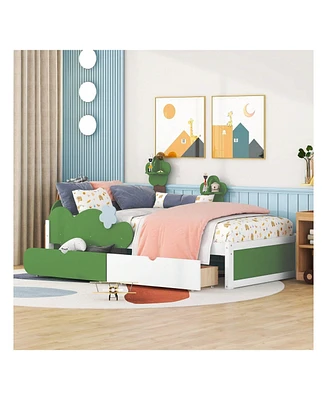 gaomon Twin Size Bed Frame With Headboard Grass Hill Trees Decor Storage Drawers Wooden Slat Support Platform Bed Frames Easy Assembly No Box Spring N