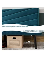 gaomon Full/Queen/King Upholstered Bed Frame, Velvet Frame Queen With Adjustable Headboard, Platform And Noise-Free, No