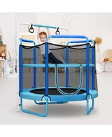 Gymax 5FT Kids 3-in-1 Game Seamless Trampoline W/ Enclosure Net Spring Pad In/ Outdoor