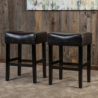 26" Backless Counter Stools, 2-Pcs Set, Brown