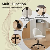 Velvet fabric office chair Desk Chair, Mid-Back Adjustable Swivel Computer Chair with Black Legs, Modern Upholstered Desk Chair with Wheels