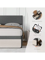 gaomon Upholstered Bed Frame, With 2 Storage Drawers, Sturdy Steel Slats Support, No Box Spring Needed, No Noise