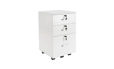 Slickblue Fch Wood Grain Filing Cabinet with Three Drawers, Made of Durable Density Board for Office Organization