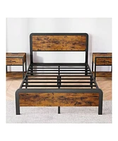 gaomon Twin/Full/Queen Platform Bed Frame With Wooden Headboard And Footboard, Sturdy Metal Slat Support, Mattress Base